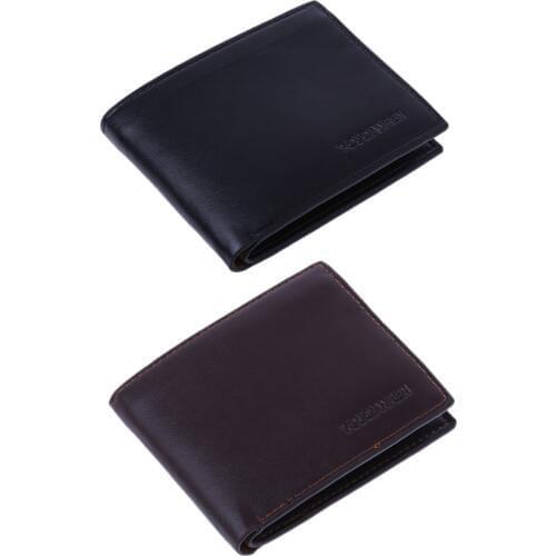 New Fashion Mens Short Leather Wallet ID Credit Card Holder Billfold Purse Clutch Male Mini Letter Print Photo Wallet