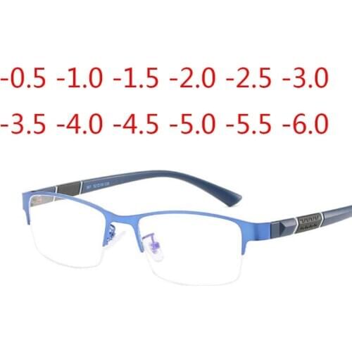 Prescription Make For Myopia Glasses Women Men Half Metal Frame Short-sighted Glasses Diopter -0.5 -1.0 -1.5 -2.0 -2.5 To -6.0