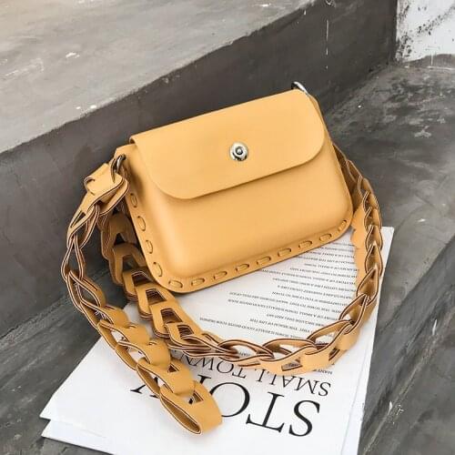 Solid Color Pu Leather Crossbody Bags Women Fashion Elegant Handbag Brand Design Hollow Woven Shoulder Belt Messenger Bag Square