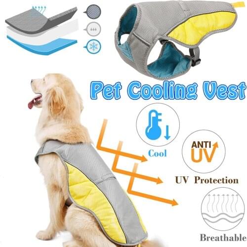 1PCS Dog Cooling Vest Yellow Plus Gray Polyester Material Summer Defense Prevent Heatstroke Breathable Vest Cool Pet Clothes