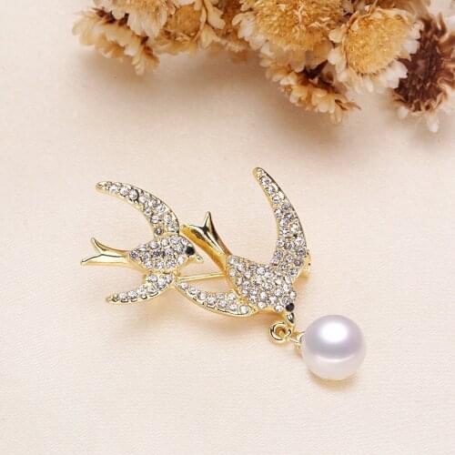 Swallow Brooch Pin Mountings Base Findings Jewelry Settings Parts for Pearls Beads Stones Crystals Agate Coral 10pcs/lot