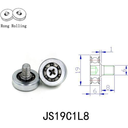 19X6 JS material encapsulated bearing with screw,roller diameter 19mm,thickness 6mm,screw length 8mm,furniture pulley