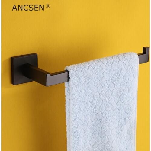 Towel Ring Towel Holder Bathroom Towels Rack Hanger Black Stainless Steel Wall Hanging Towel Bar Organizer Kitchen Storage Shelf
