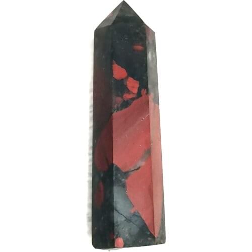 Natural African Bloodstone Tower Quartz Crystal Wand Point Faceted Prism Reiki Healing Stone Figurine Home Decoration Gift