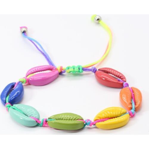 Rainbow Shell Summer Beach Jewelry Handmade Shell Bracelets For Women Cuff Bangle Female Party Jewelry Gift