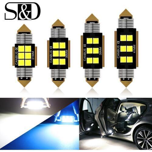 1X Festoon 31mm 36mm 39mm 41mm C5W C10W LED Bulb Canbus Car Interior Reading LED Light License Plate Lamp 3030SMD White Ice Blue