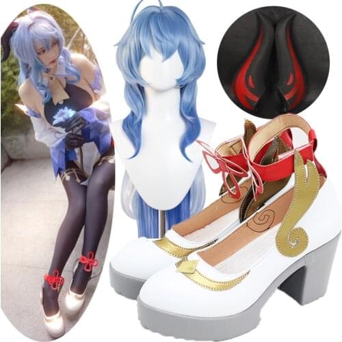 GANYU Cosplay Shoes New Game Genshin Impact Cosplay wigs horns Props Anime Lolita Womens Shoes Boots Custom Size Halloween suit