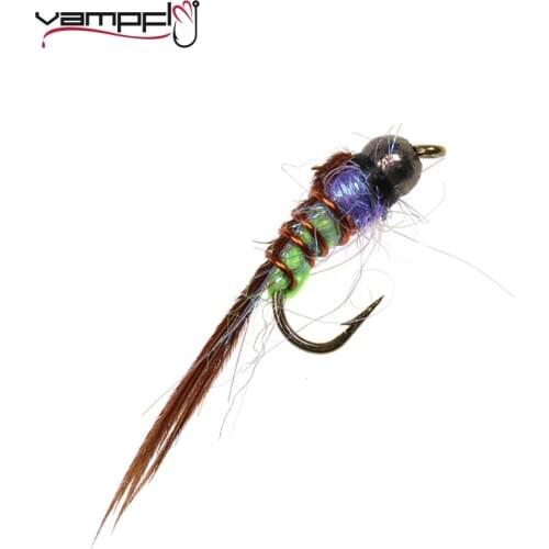 Vampfly 8PCS Tungsten Bead Head Nymph Fly #14 Fishing Flies with Pheasant Tail