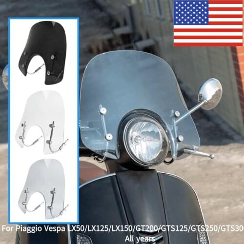 Motorcycle Windshield Wind Deflector Windscreen for Piaggio Vespa LX50 LX125 LX150 GT200 GTS125 GTS250 GTS300 All years 3 Colors