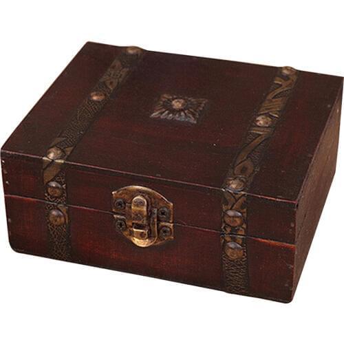 NOCM Wooden Vintage Lock Treasure Chest Jewelery Storage Box Case Organiser Ring Gift
