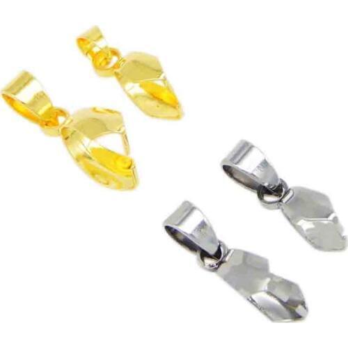10pcs Surgical Stainless Steel Silver Tone Pinch Bail Clasp 4x17mm 2.5x13mm 3x15mm 5x18mm Bail Connector for DIY Jewelry Making