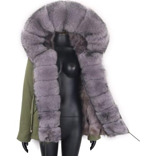 2021 New Fashion Coat Women Detachable Streewear Thick Warm Natural Fox Fur Parka Short Parka Real Fur Coat Female Winter Jacket