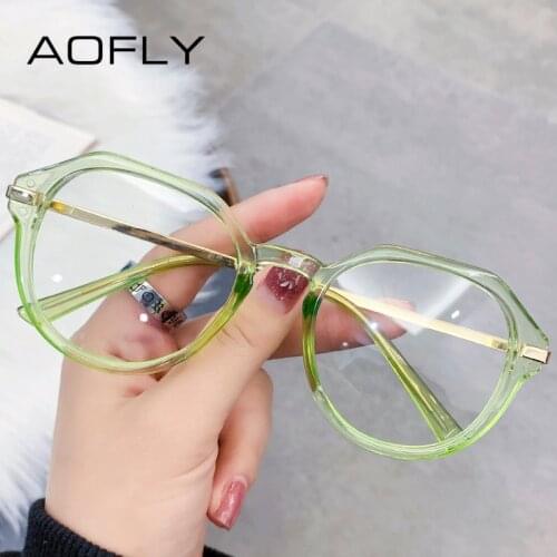 AOFLY Anti Blue Light Glasses Women 2021 Oversized TR90 Round Reading Eyeglasses Frame Ladies Computer Gaming Eyewear UV400