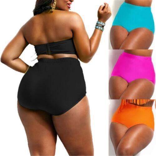 Plus Size Swimming Trunks Women Solid High Waist Beach Shorts Pants Elastic Waist Swimming Briefs Big Size Trunk Lady Beach Wear