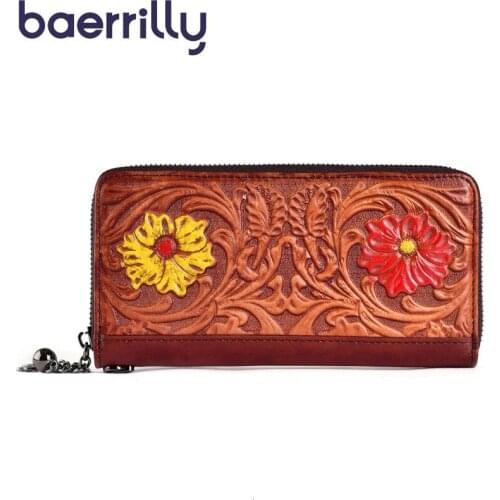 Flowers Women Wallet Long Clutch Bags Fashion Wallet Female Genuine Leather Rfid Card Holder Coin Purse Girl Carteira Feminina