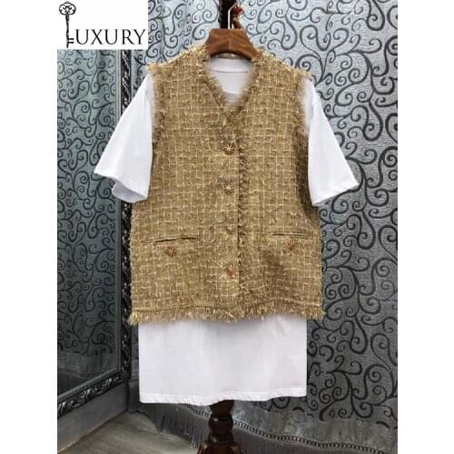 Fashion 2020 2 Autumn Piece Women Short Sleeve White T-Shirt +Tassel Wool Vest Jacket Set Ladies Casual Tops Coat Sets