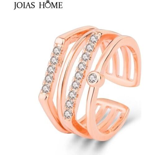JoiasHome Rose Gold Color Silver 925 Ring for Women Trendy Opening adjustable Fine Jewelry Female Accessory for Party Wholesale