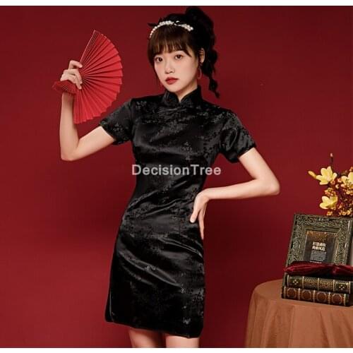 2021 cheongsam dress chinese dress traditional vintage mandarin collar women qipao classic chinese dress elegant party dress