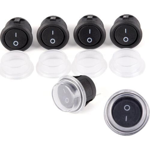 1Pc 2-PIN ON-OFF SPST Round Dot Car Auto Rocker Toggle Switch+Waterproof Cover