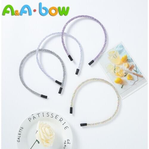 New Childrens Headband Gifts 1PC Party Kids Pink Girls Silver Heart Sequin Comfortable Handmade Slender Hairband Accessories