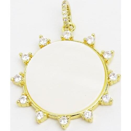 10Pcs Wholesale Solar Pendant White shell Zircon Pendant Pave crystal Jewelry Necklace Accessories New design pendant 51595