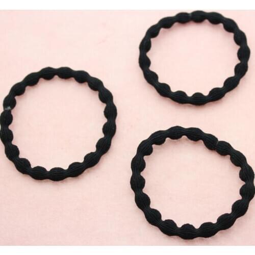 150pcs pack Round Black Wavy Elastic Hair Tie Band Ring Rope Ponytail Holder Women Lady Girl Fashion Accessory