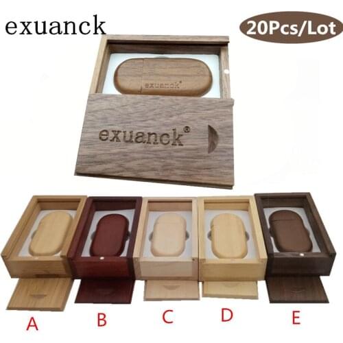 20pcs Custom Engrave Logo Usb Sticks 4-32GB Wooden Beans +Box Usb 2.0 Memory Stick Flash Pen Drive