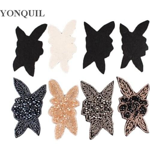 2018 New Fun Rhinestones Leaves feather Embroidered Patch Iron on Sewing Crystal Applique For Jeans Clothing Decorations SYBB128