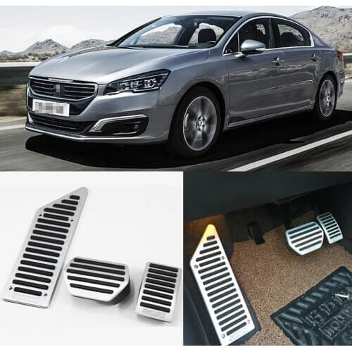 3pcs Aluminium Non Slip Foot Rest Fuel Gas Brake Pedal Cover For Peugeot 508 2011-2016