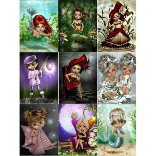 5D DIY Diamond Painting Cross Stitch cartoon girl diamond Embroidery Mosaic Mermaid full square drill needlework Home decoration