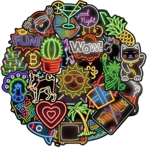 80 PCS Neon Styles Stickers for Laptop Water Bottles Cases Motorcycle Bike Kids Teens Gift DIY sticker stationery