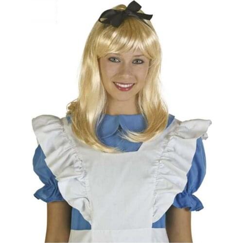 Alice in Wonderland Alice Yellow Golden Cosplay Wig Straight Long Synthetic Hair Costume Party Halloween Party Wigs + Wig Cap