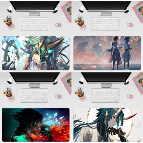 Genshin impact xiao Large Mouse Pad Gaming Mousepad Anti-slip Natural Rubber Locking Edge Gaming Mouse Mat