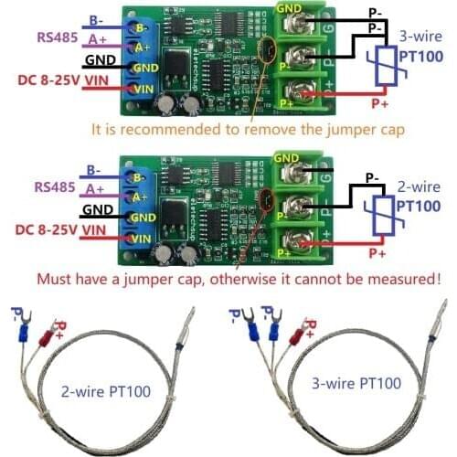 DC 12V PT100 RTD Converter RS485 Modbus Rtu Temperature Sensor