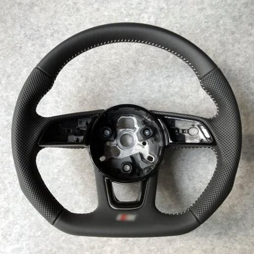 For Audi new A3 A4L A5 B9 flat-bottomed sports leather full-perforated Semi-Perforated steering wheel