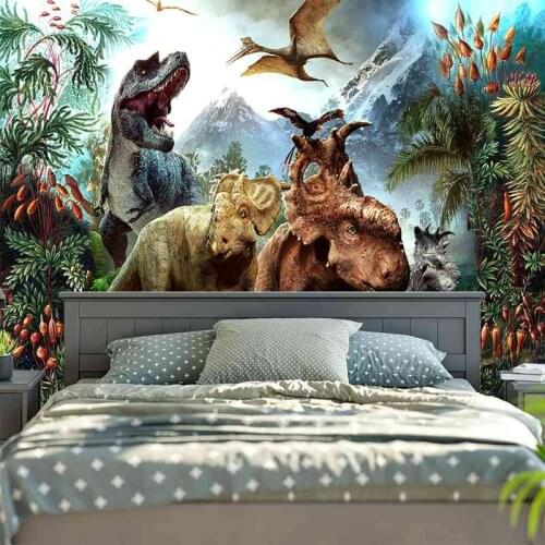 Home Anime Dinosaur Tapestry Wall Hanging Fabric Psychedelic Hippie Wall Tapestry Kid Bedroom Decoration Room Decor Hippie Tapiz