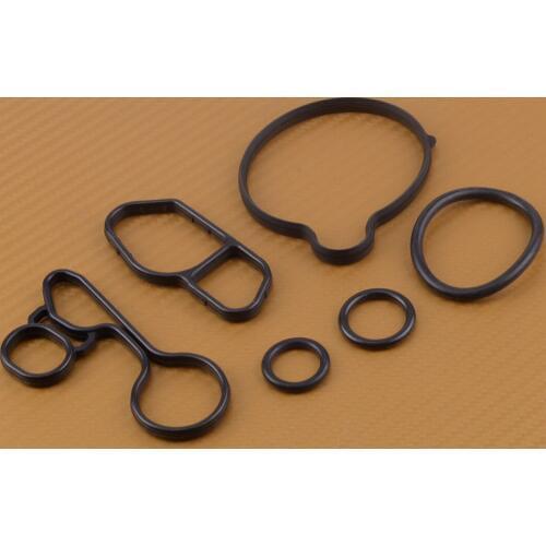 DWCX 6pcs 55568539 Rubber Car Oil Cooler Gaskets Seals Kit Fit For Chevrolet Cruze Sonic Trax Encore 1.4T Astra