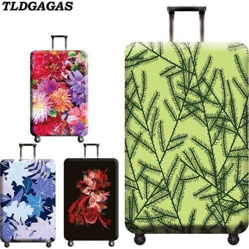 TLDGAGAS Elastic Fabric Plant Pattern Luggage Protective Cover Suit 18-32 Inch Trolley Case Suitcase Cover Travel Accessories