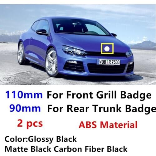 110mm 90mm Car Front Grill Badge Rear Trunk Lid Emblem Car Logo styling accessories For Scirocco 2009 2010 2011 2012 2013 2014