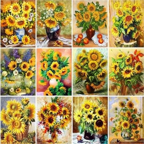Evershine 5D Diamond Embroidery Sunflower Full Square Round Diamond Painting Kit Flower Rhinestone Mosaic Art Home Decoration