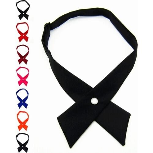 Girl Student Uniform Bow Tie Ties Solid Mens Womens Professional BowTie Womens Cross Day Cravat Prom Graduation Casual