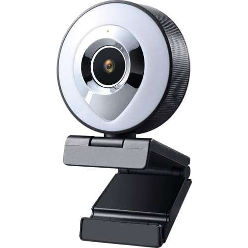 HD 1080P Web Camera Auto Focus Ring Beautify Fill-in Lighting Video Webcam Live Broadcast Mic USB 3 Grades Touch Brightness
