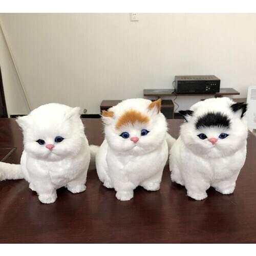 Animal Simulation Cat Vocal Toy Children Gift Plush Stuffed Doll Home Ornament