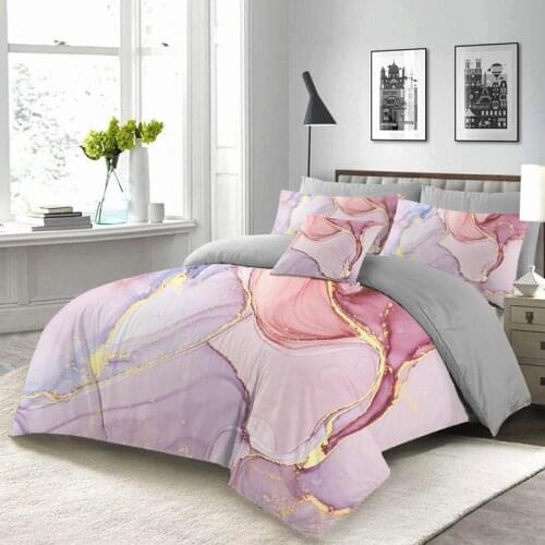 Gilrs Modern Bedding Set Luxury Marble Duvet Cover Queen 240x220 Pink Quilt Cover Single Double King Comforter Bed Cover