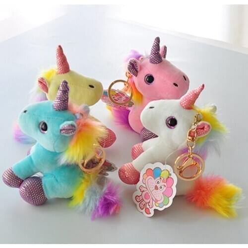 Colorful Unicorn Plush Toy Backpack Pendant Keychain Stuffed Animal Plush Keychains Small Pendant Bag Accessories