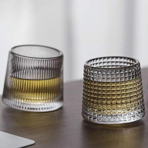 2pcs/Set Creative 160-200ml Rotatable Whiskey Cup Multi-Purpose Gyro Coffee Cup Vodka Tumbler Wine Glass Set