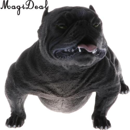 MagiDeal Lifelike Animal Model Figure Toy Figurine Home Living Room Decor American Bully Pitbull for Children Kids Gift