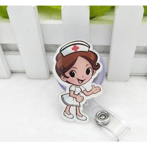 Cute Cartoon Retractable Badge Reel Students Nurse Exhibition Pull Key ID Name Card Badge Holder School Supply