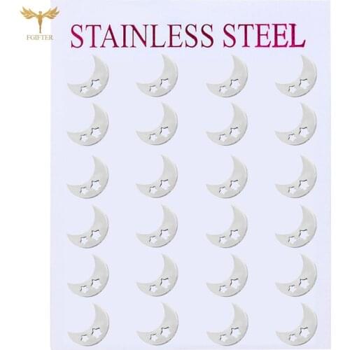 Moon Star Stud Earrings Special Hollow Star Design Stainless Steel Jewelry Romantic Sweet Woman Accessories Gift for Girlfriend