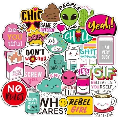 10/30/50PCS pink small fresh series funny patterns waterproof cute cartoon graffiti stickers mobile phone notebook decoration